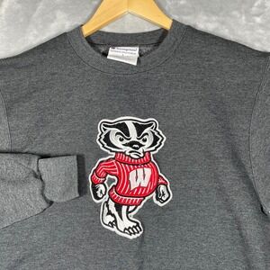 Champion Wisconsin Badgers Mascot Crewneck Sweatshirt Gray Small Athleticwear